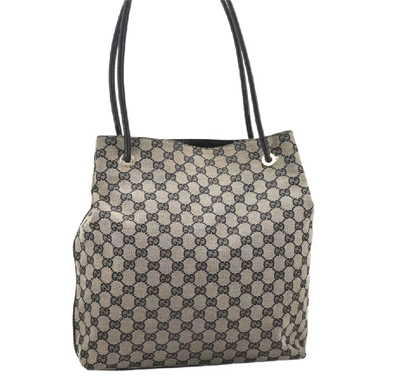 Best-selling designer bags 2025Authentic GUCCI Vintage Shoulder Tote Bag GG Canvas Leather 257275 Black 7511K