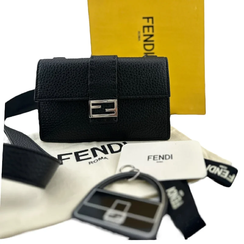 Fendi bags with a Bluetooth - enabled key finder for never losing keys againFENDI Cuoio Romano Selleria Baguette Belt Pouch Black