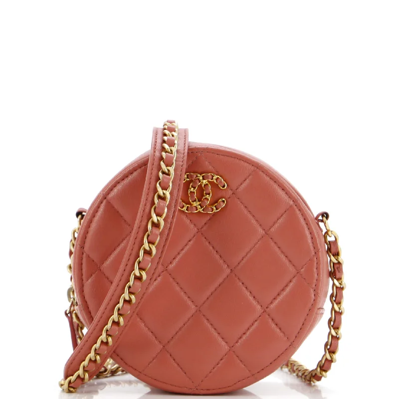 Customizable monogram bagsChain Infinity Round Clutch with Chain Quilted Lambskin