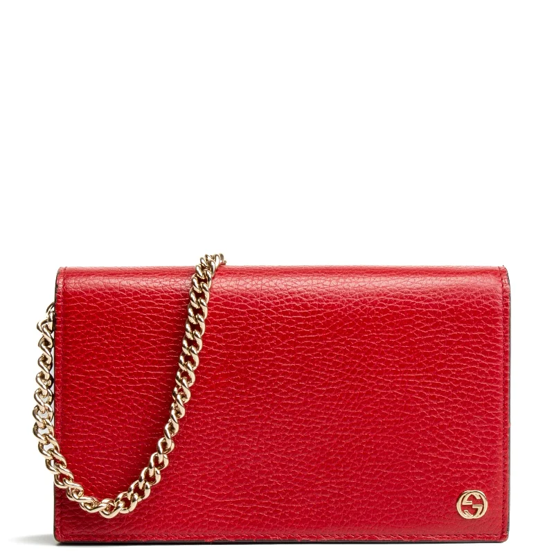 Minimalist leather handbagsGUCCI Betty Wallet on Chain - Red