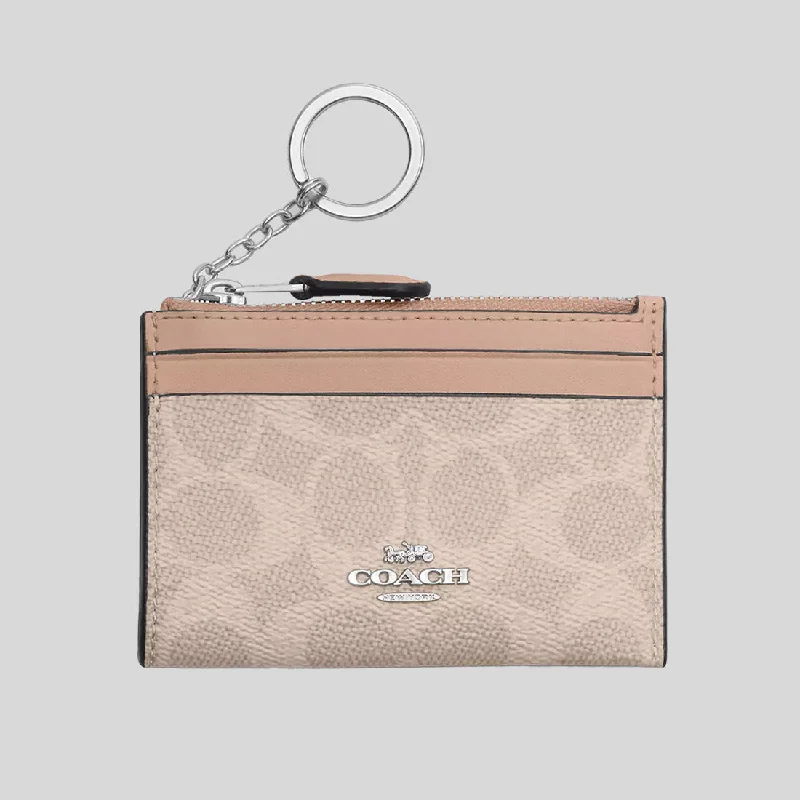 Designer bags with detachable strapsCOACH Mini Skinny ID Case In Signature Canvas Sand/Taupe CW870