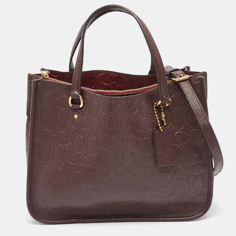 High-end designer bags for menBurgundy Signature Embossed Leather Tyler Carryall 28 Tote