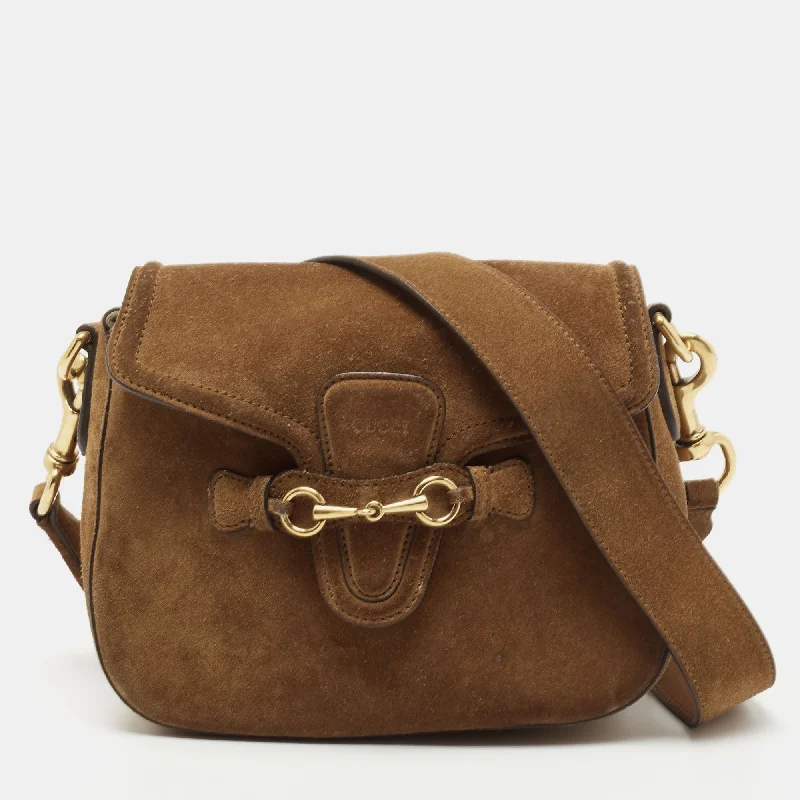 Eco-friendly tote bags for shoppingGucci Brown Suede Horsebit Shoulder Bag