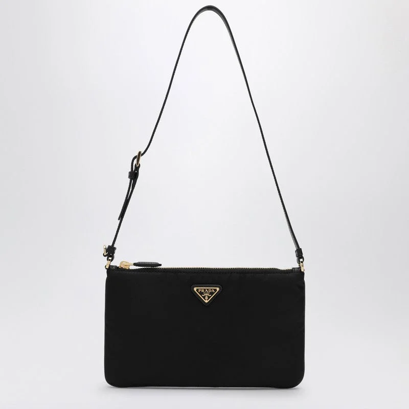 Ladies Prada shoulder bags with a single - handle design for simplicityPrada Black Re-Nylon Pouch Women