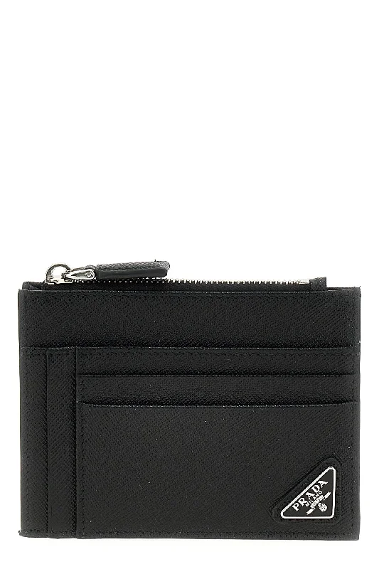 Prada handbags with a beaded trim for a touch of glamour and elegancePrada Men Saffiano Logo Card Holder