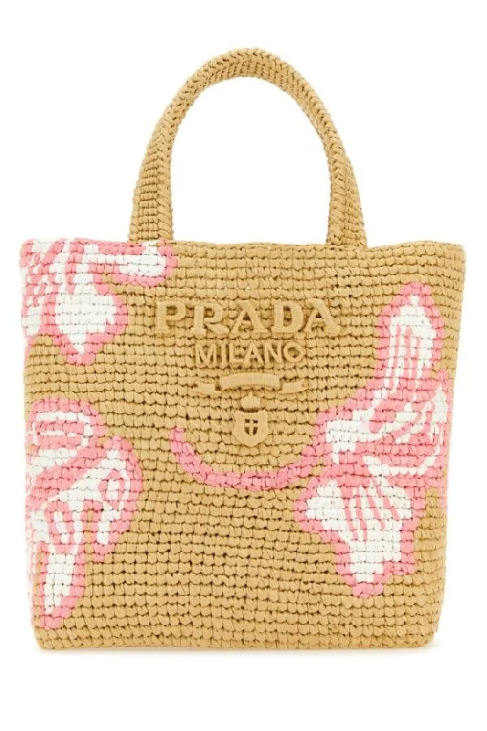 Prada handbags with a perforated leather detail for a unique and breathable designPrada Women Raffia Handbag