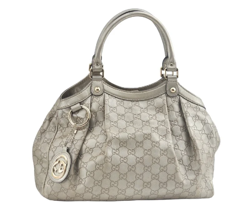 Best tote bags for workAuthentic GUCCI Sukey Guccissima Hand Bag GG Leather 211944 Silver L0189