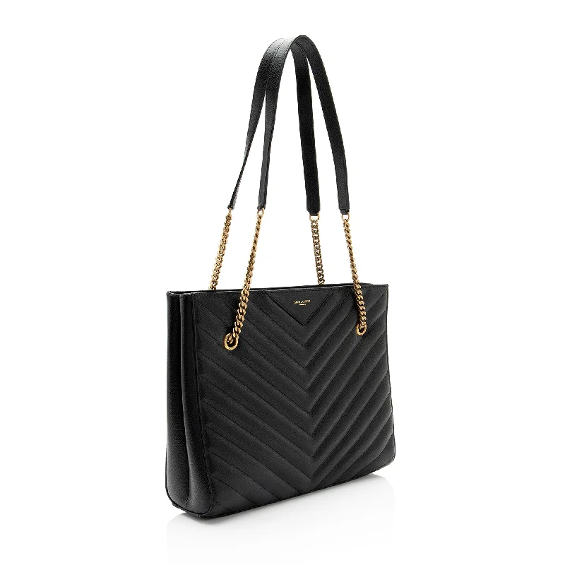 Designer bags with gold hardwareSaint Laurent Matelasse Chevron Grain de Poudre Tribeca Medium Tote OUYeug