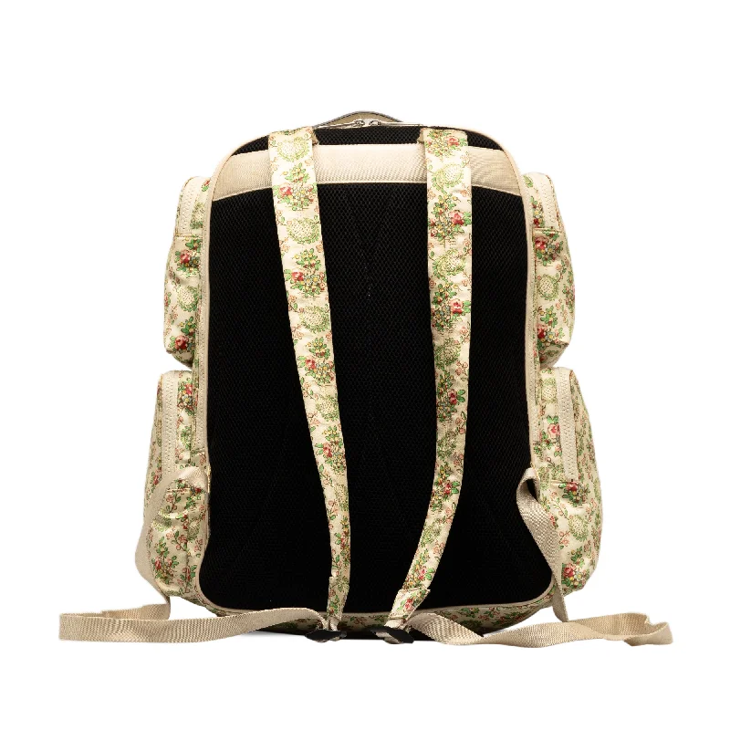 Luxury handbags 2025Beige Gucci MLB Floral Satin NY Yankees Patch Backpack