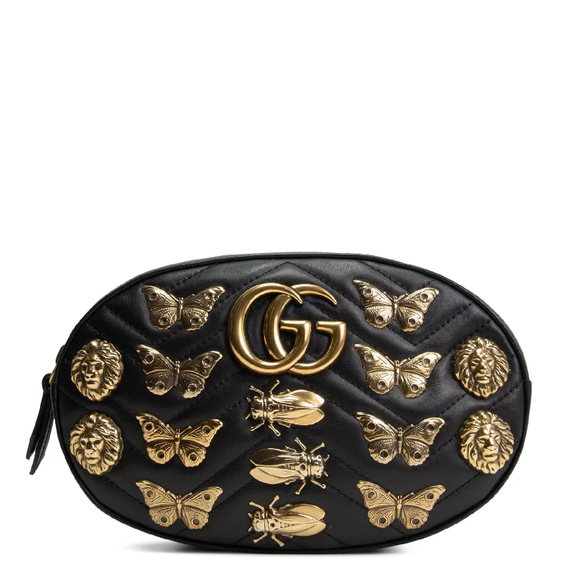 Affordable luxury bags GUCCI GG Marmont Animalier Belt Bag -Black