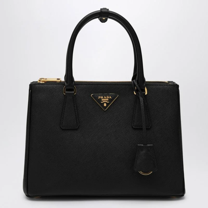 Ladies Prada Galleria bags with a textured leather surface for a more tactile lookPrada Medium Black Galleria Bag In Saffiano Women