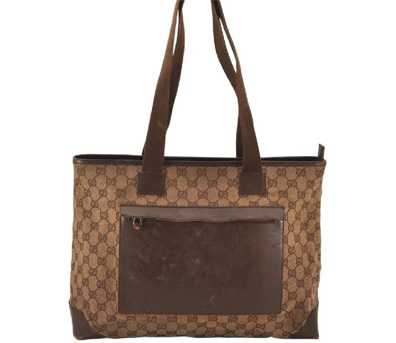 Customizable monogram bagsAuthentic GUCCI Vintage Shoulder Tote Bag GG Canvas Leather 0190426 Brown 7726K