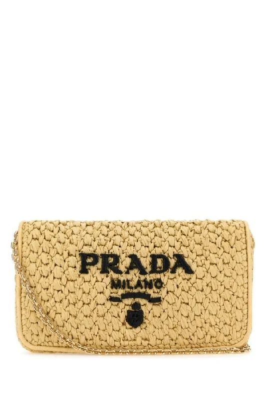 Prada handbags with a beaded trim for a touch of glamour and elegancePrada Women Raffia Crossbody Bag