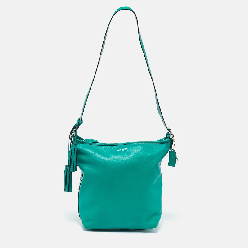 Elegant clutch bags for weddingsGreen Leather Legacy Tassel Bucket Bag