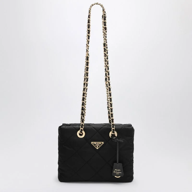 Ladies Prada Galleria bags with a detachable shoulder strapPrada Re-Edition 1995 Chaîne Black Re-Nylon Bag Women