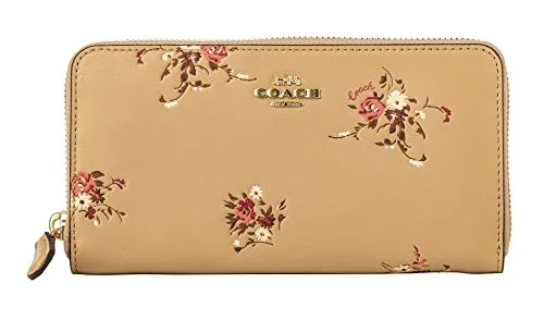 Trendy bucket bags for summerCoach Accordion Zip Wallet With Floral Bundle Print Beechwood Floral/Gold Women Small Leather New