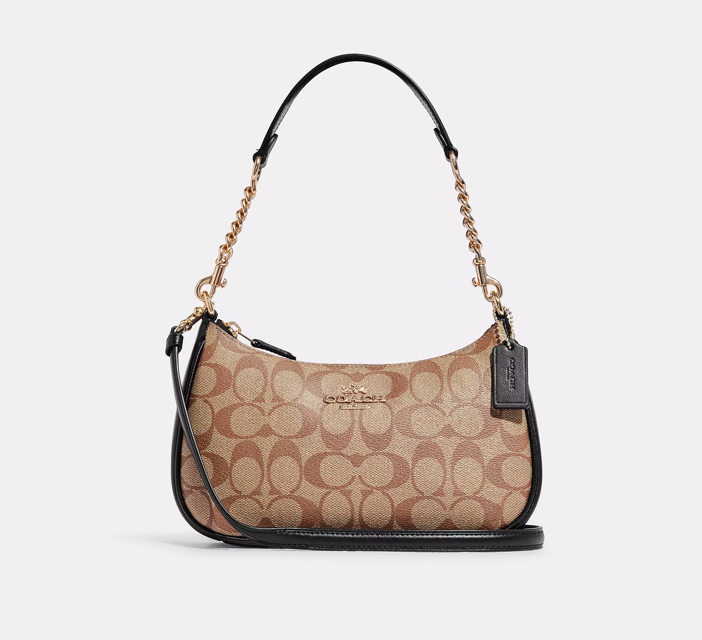 Luxury bags with exotic skinsTeri Shoulder Bag In Signature Canvas Gold/Khaki/Black