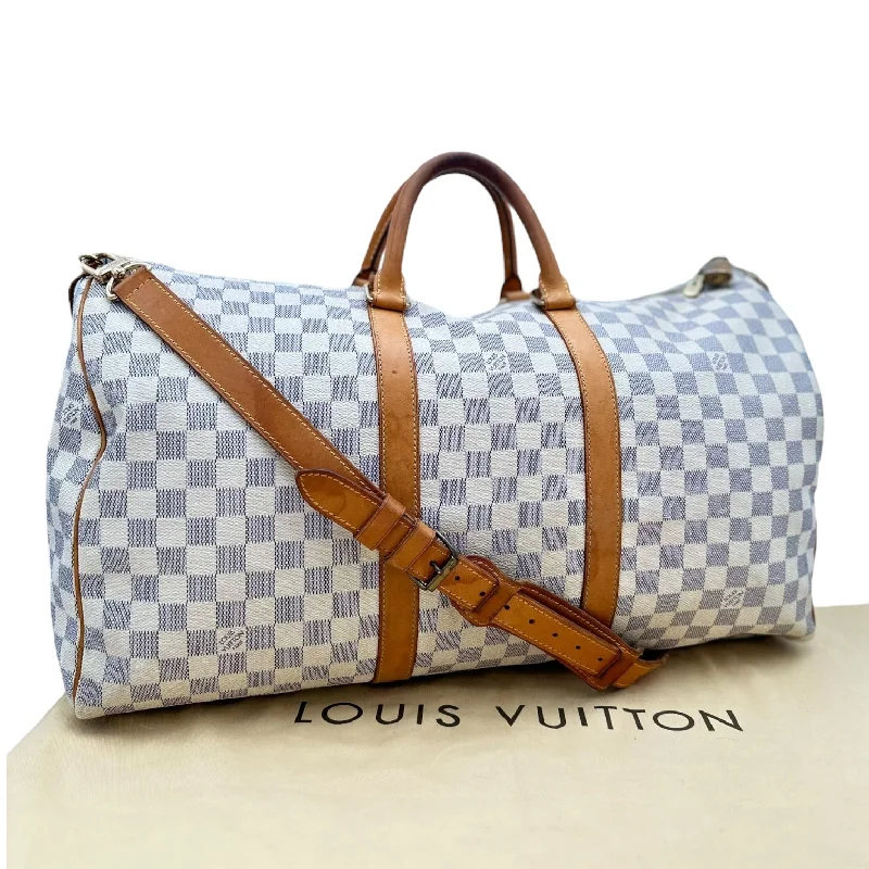 Louis Vuitton Neverfull bags with large capacity for everyday essentialsLOUIS VUITTON Damier Azur Keepall 50 with Strap