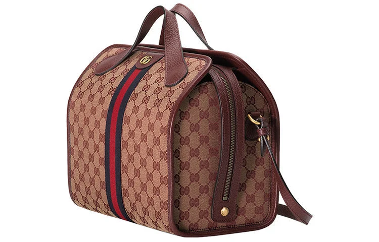 Lightweight duffle bags for gym(WMNS) GUCCI Logo Stripe Webbing Canvas Large Capacity travel handbag Unisex / Red Classic 565224-9Y9MT-9864