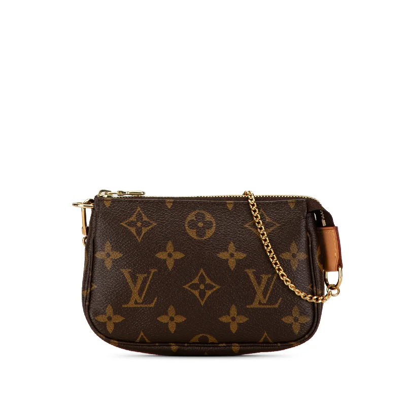 Designer bags with top handlesBrown Louis Vuitton Monogram Mini Pochette Accessoires Handbag