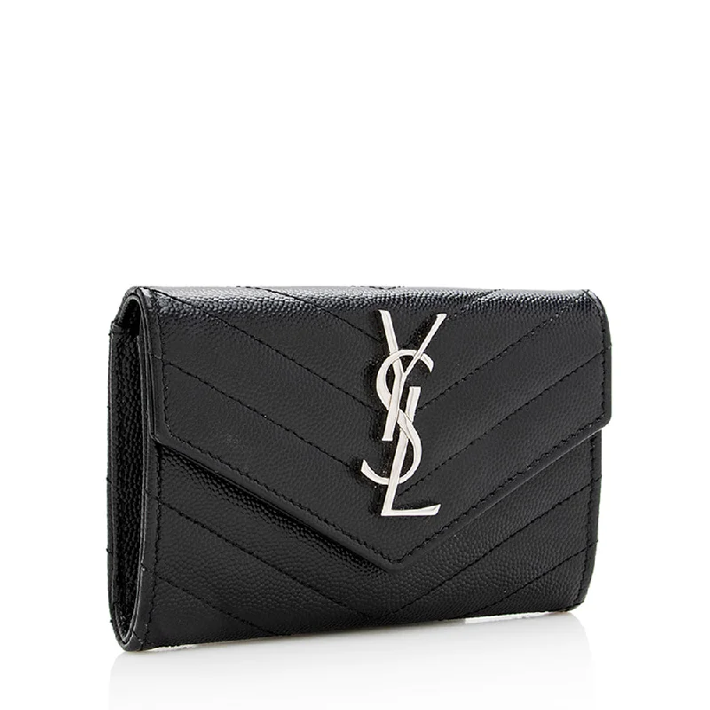 Designer bags with top handlesSaint Laurent Matelasse Grain de Poudre French Wallet 19016