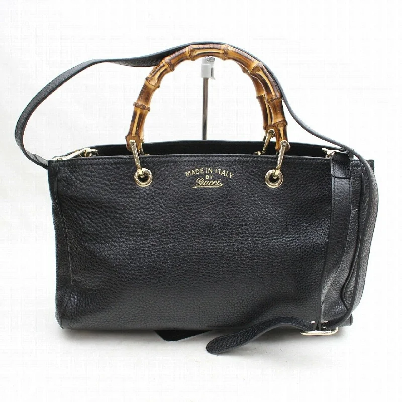 Luxury bags with chain strapsBrand Inspired Gucci Tote Bag Banboo 2way Black Leather (SHC7-10763)