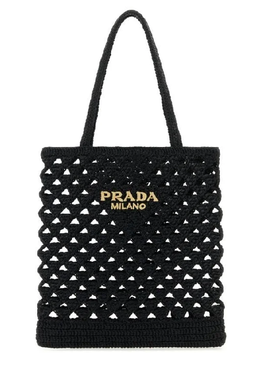 Ladies Prada Re - Edizione 2005 bags in a pastel color for a soft lookPrada Women Black Straw Handbag