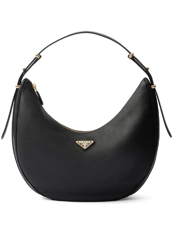 Ladies Prada shoulder bags with a magnetic - closure flap for easy opening and closingPrada Women Large Leather Shoulder Bag