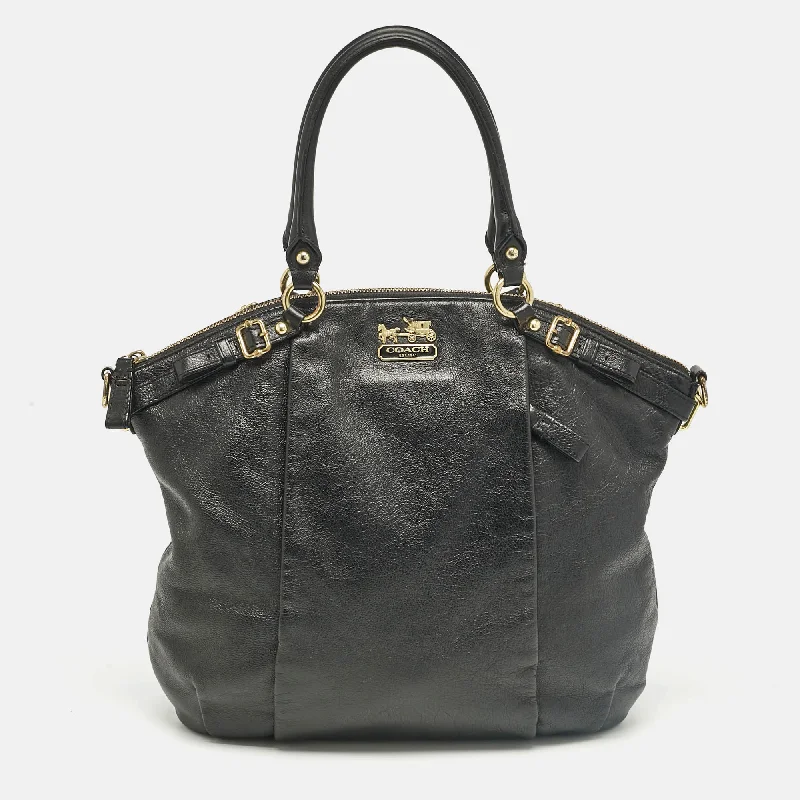 Eco-friendly tote bags for shoppingBlack Leather Sophia Madison Tote