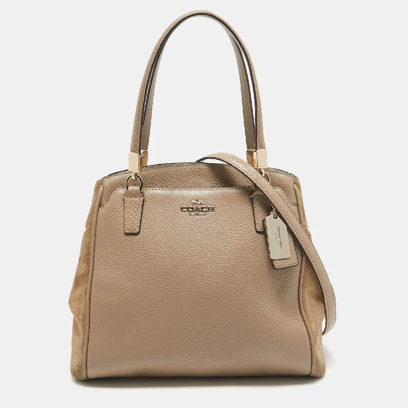 Trendy bucket bags for summerBeige Leather and Suede Minetta Satchel