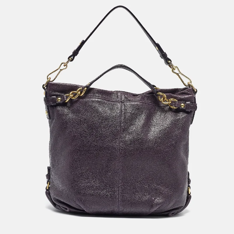 Durable leather bags for daily usePurple Leather Large Brooke Hobo