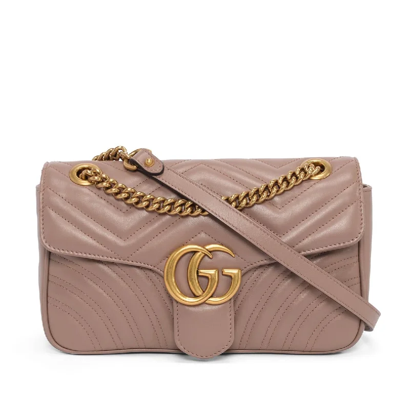 Trendy bucket bags for summerGucci Dusty Pink Matelasse Small GG Marmont Bag