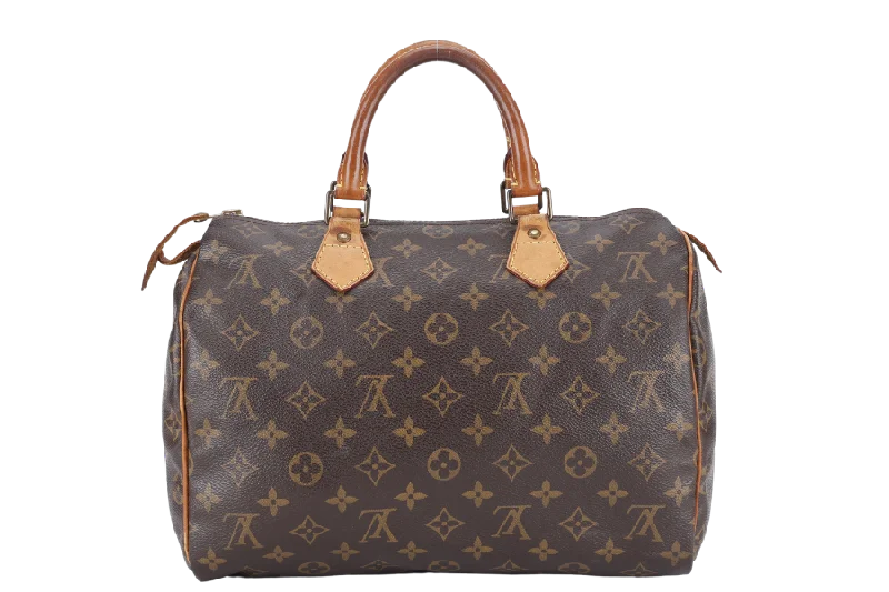 Louis Vuitton bags with a snap - button closure and a decorative charm for styleLOUIS VUITTON SPEEDY 30 BROWN MONOGRAM CANVAS GOLD HARDWARE NO DUST COVER