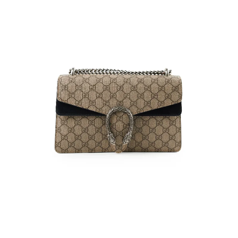 Affordable luxury bags Gucci Medium Dionysus GG Supreme Shoulder Bag Black