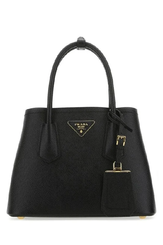 Ladies Prada Galleria bags with gold - toned hardware for a luxurious touchPrada Women Black Leather Handbag