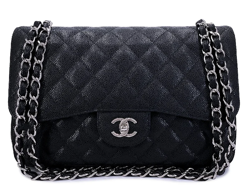 Chanel leather bags for everydChanel Black Caviar Jumbo Double Flap Bag SHW Classic GXC