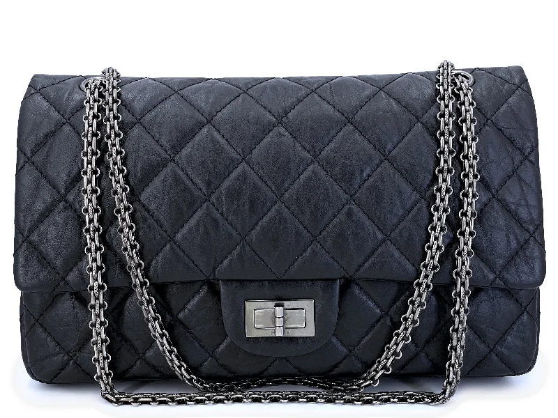 Chanel bags with iconic stitching detailsChanel Black Reissue Flap Bag 2.55 Pristine Aged Calfskin Large 227 RHW P3L