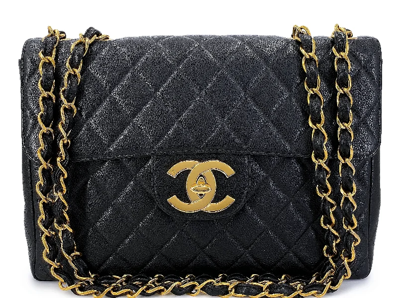 Chanel Luxury Handbag for High - End EventsChanel Vintage Caviar Jumbo Flap Bag 1997 Black Classic 24k GHW THW