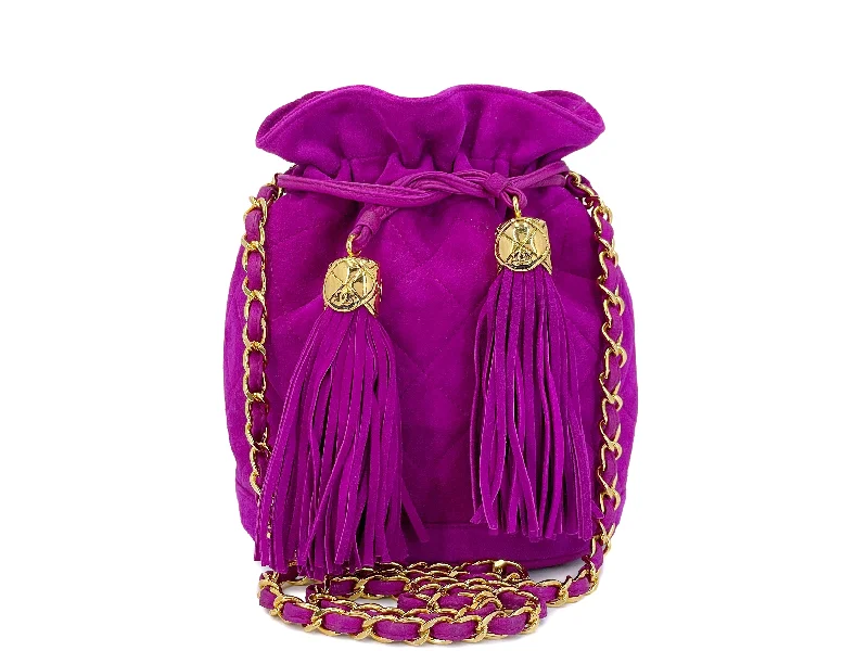 Chanel Classic Flap Bag for Evening PartyChanel Vintage Mini Bucket Bag 1990 Pink-Purple Suede Drawstring 24k GHW 2R4