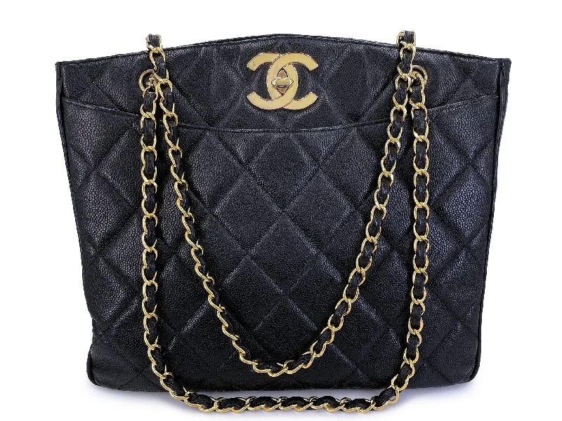 Chanel All - Match Handbag for Versatile StylingChanel 1995 Vintage Black Caviar Large CC Timeless Shopper Tote Bag 24k GHW K1U