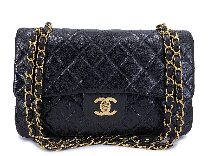 Chanel bags with intricate metal hardwareChanel 1996 Vintage Black Lambskin Small Classic Double Flap Bag 24k GHW AGE