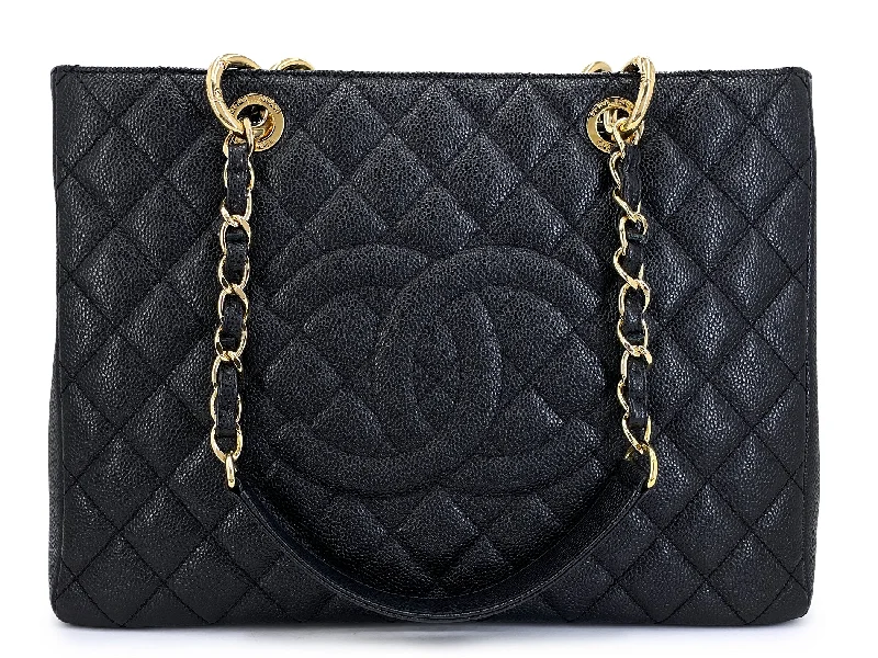 Chanel Handbag with Adjustable Strap for ComfortChanel Black Caviar Grand Shopper Tote GST Bag GHW R1K