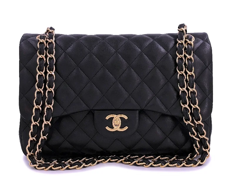 Chanel Medium Tote Bag for Office LadiesChanel Black Jumbo Classic Flap Bag Lambskin Double GHW PU9