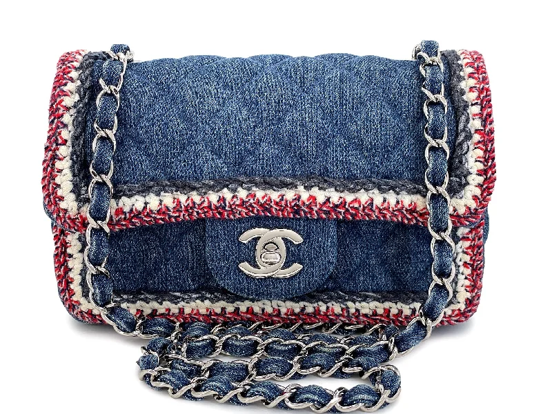 Chanel bags that pair perfectly with any outfitChanel Denim Mini Flap Bag Tweed-Framed Blue SHW Rectangular 2NO