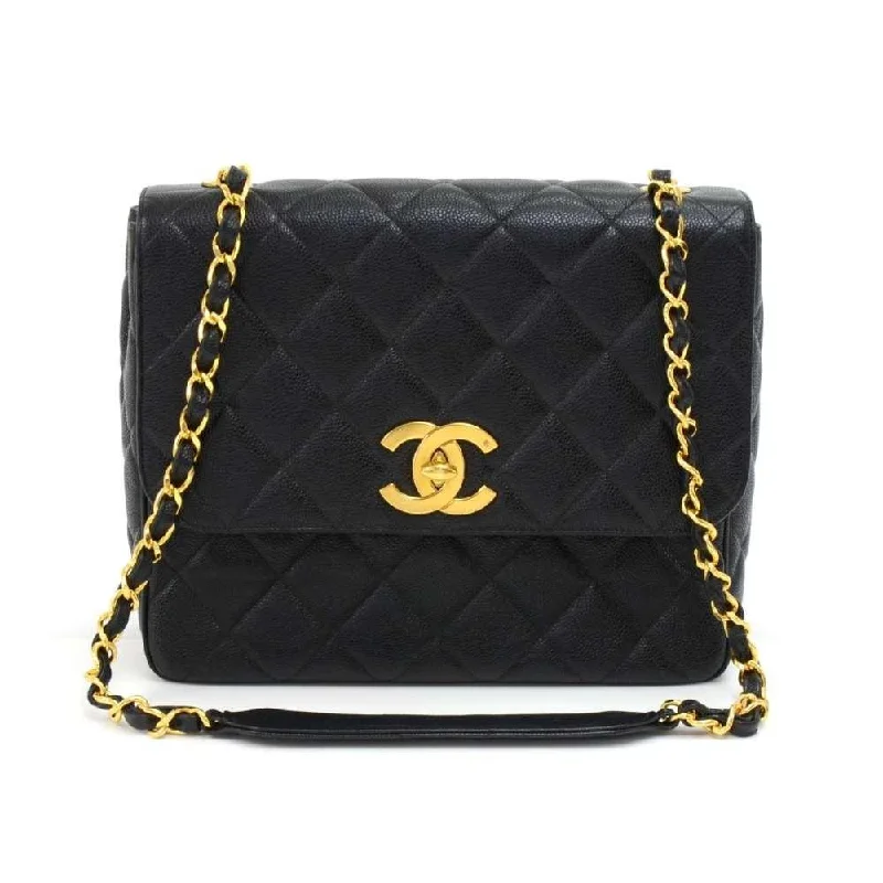 Chanel bags for women who love timeless fashionLarge Single Flap Quilted Caviar Leather Shoulder Bag