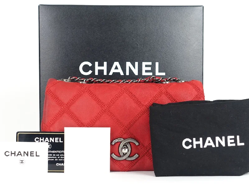 Chanel bags with leather and tweed combinationsMini Single Flap Calfskin Leather Shoulder Bag