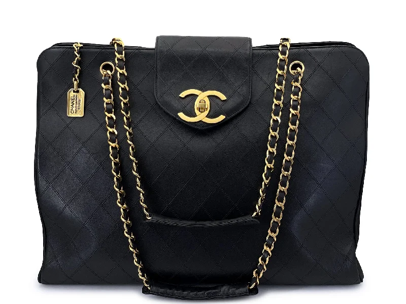 Chanel bags perfect for everyday elegChanel Supermodel Tote Bag Vintage 1994 Black Quilted XL Weekender 24k GHW WR2