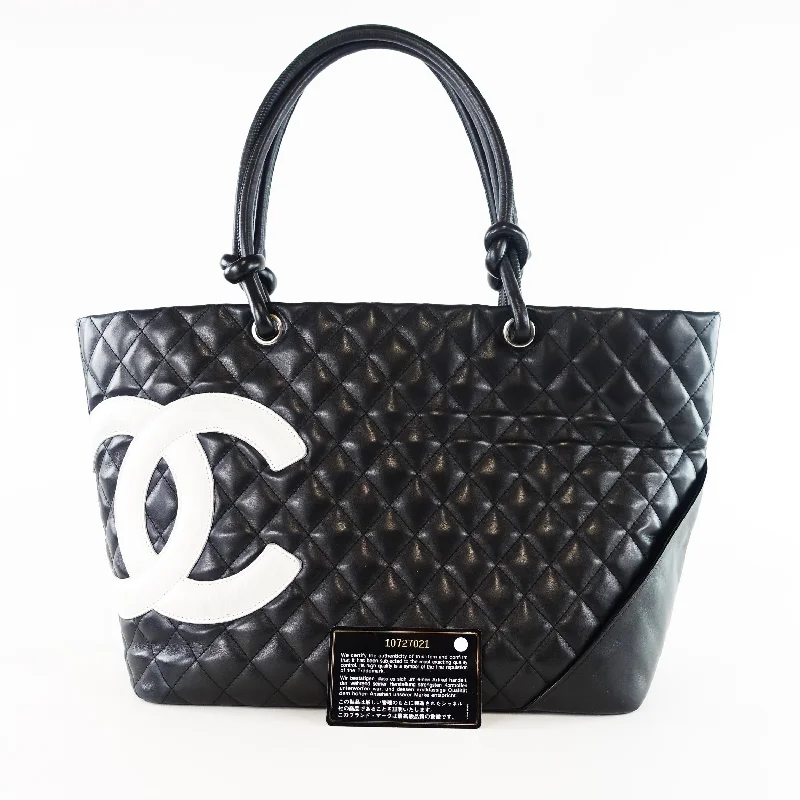 Chanel bags with leather and tweed combinationsLarge Cambon Ligne Tote