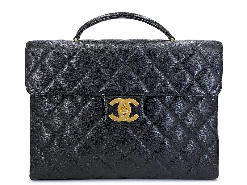 Chanel classicChanel Vintage Black Caviar Briefcase Tote Bag 24k GHW 1996 YDR