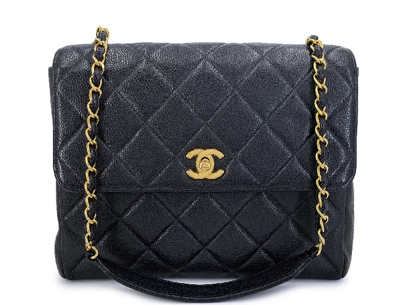 Chanel bags for women who appreciate fine craftsmanshipChanel Vintage Black Caviar Square Crossbody Flap Bag 24k GHW 1996 O7P